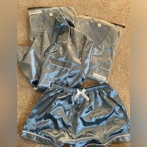 Pair 1 of 3: SHEIN Dark Blue Satin PJs